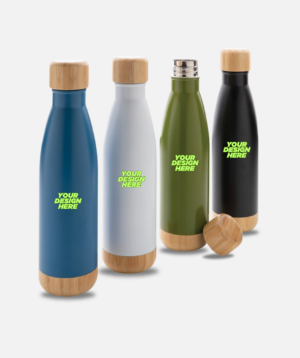Giftology Double Wall Stainless Bottle with Bamboo Lid and Base