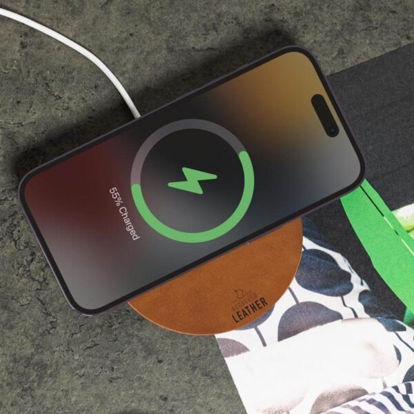 Recycled Leather 15W Wireless Charger - Image 3