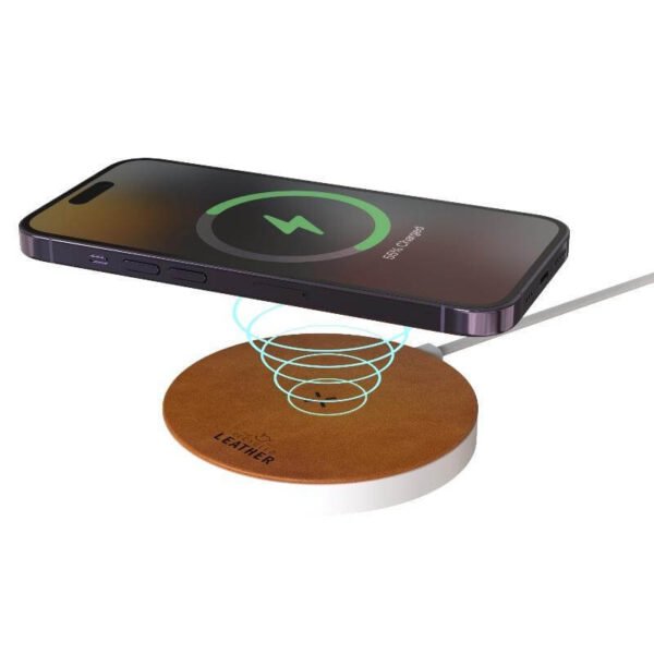 Recycled Leather 15W Wireless Charger - Image 4