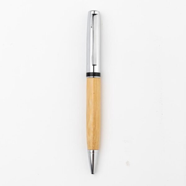 Eco-Neutral Metal Pen with Bamboo Barrel - Image 3