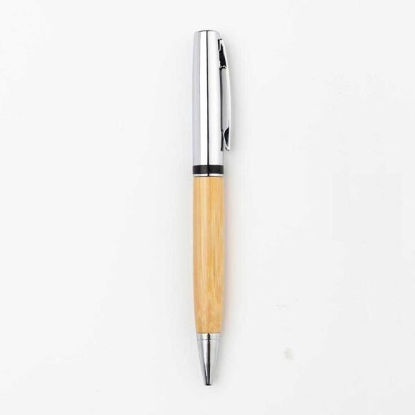 Eco-Neutral Metal Pen with Bamboo Barrel - Image 4