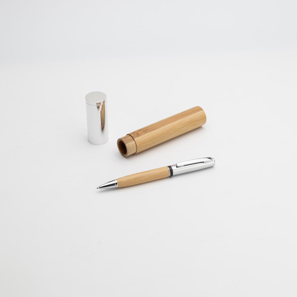 ATCA Eco-Neutral Metal Pen with Bamboo Barrel - Natural