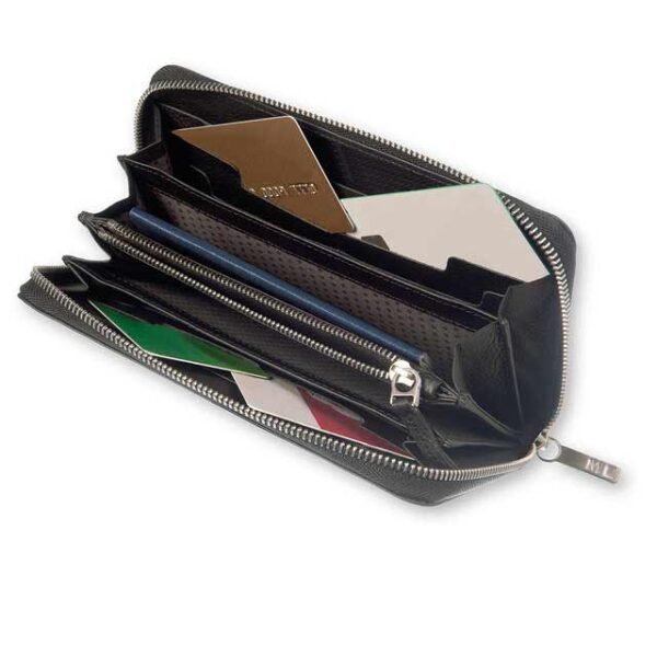 Lineage Genuine Leather Zippered Wallet Black - Image 2