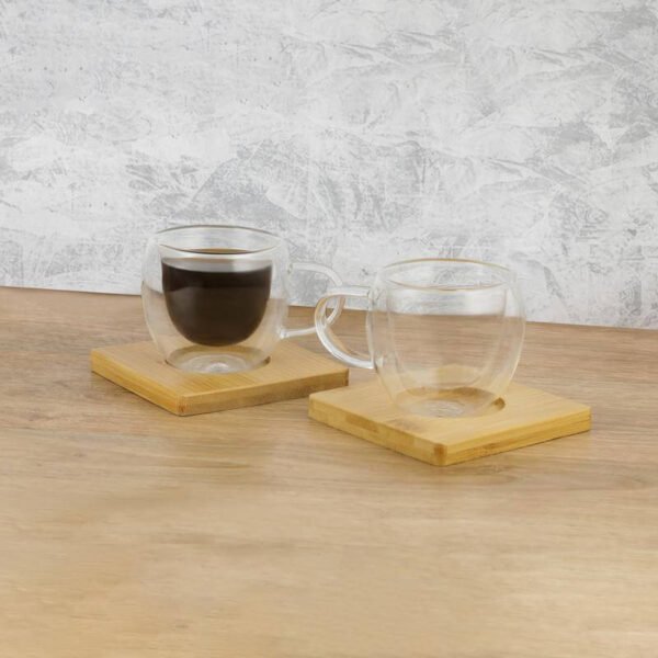 Set of 2 Expresso Cup with Bamboo Coaster - Image 6