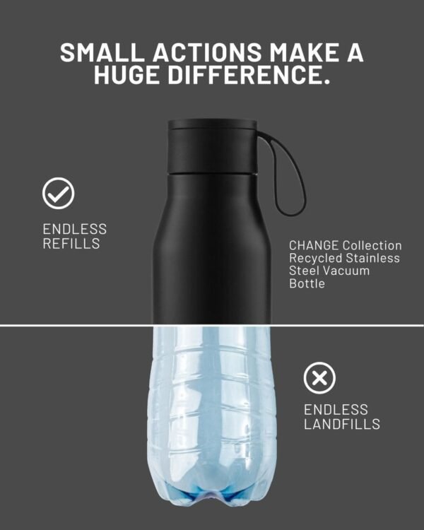 CHANGE Collection Recycled Stainless Steel Vacuum Bottle with Loop - Image 4