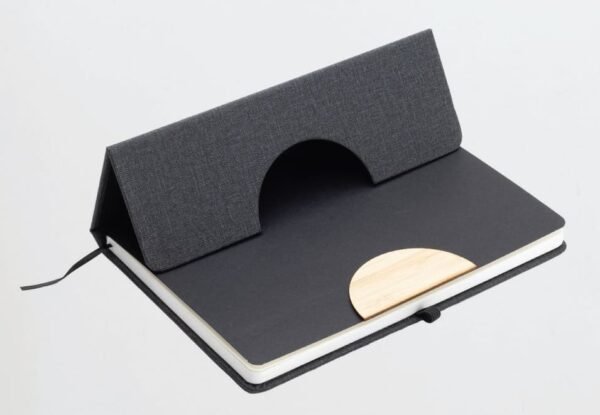 A5 Hard Cover Notebook with Folding Phone Stand - Image 4