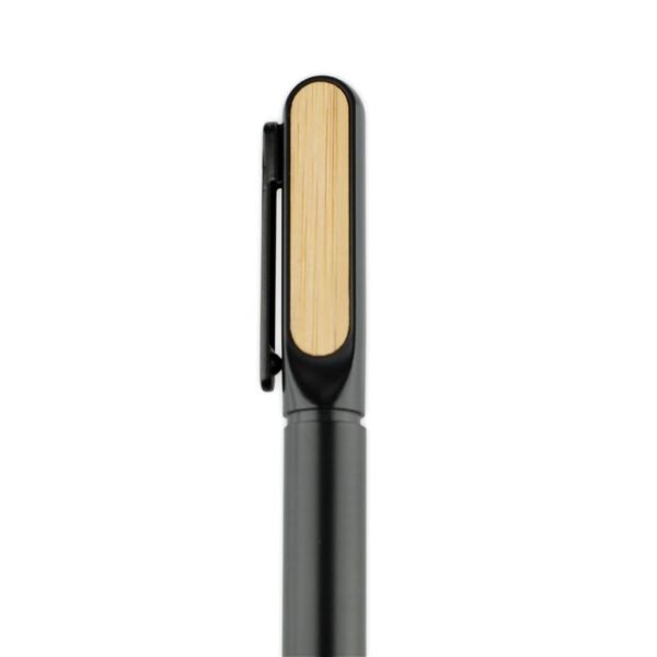 Twist Metal Pen with Bamboo on Clip - Image 2