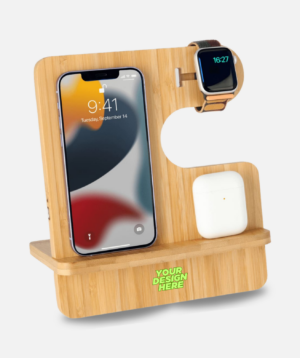 Eco-Neutral 3-in-1 Bamboo 10W Simultaneous Charging Station