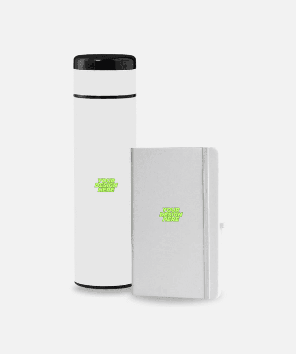 Vacuum Flask with Temperature Lid and Notebook Gift Set