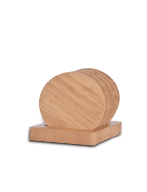 BAMBOO COASTER – Eco-Friendly 5-Piece Round Coaster Set with Stylish Holder