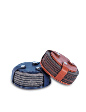 HAPPY COASTER – Fun Smiley Face Coasters Set with PU and Felt Design