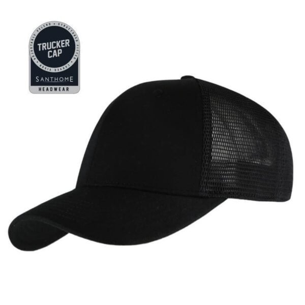 SWIFT - Santhome 6 Panel Trucker Cap - Black - Image 2